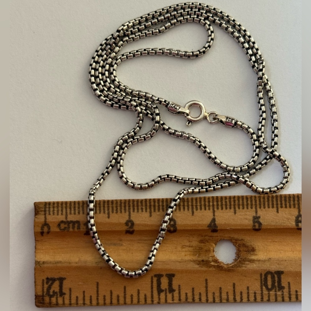 925 Silver 21.75” 2mm necklace box chain unisex 21.75 inches